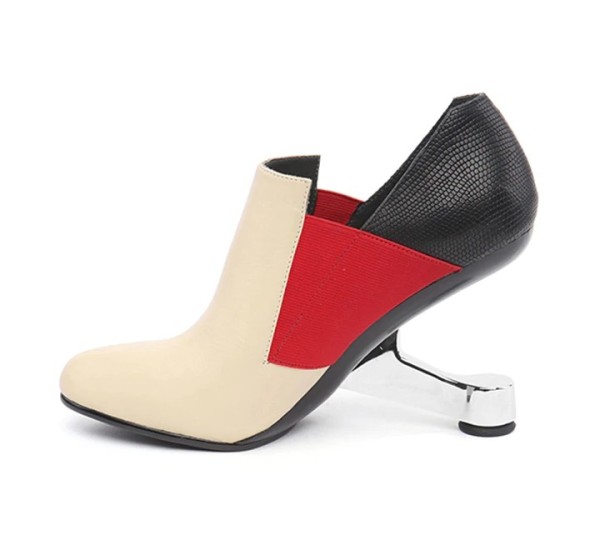 Elegante dames loafers met hak J1914 crème 38