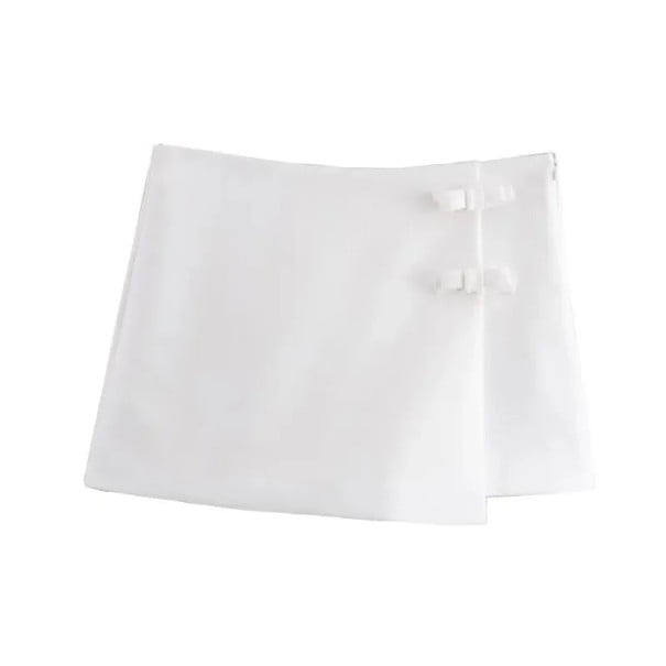 Elegante dames minirok met strik Strakke korte rok met decoratie Elegante korte rok voor in de stad Werk- en avondoutfit wit S