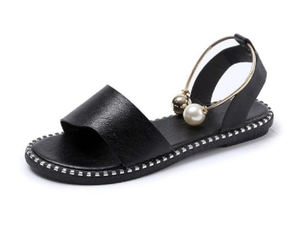 Elegante damesandaler med perler sort 35