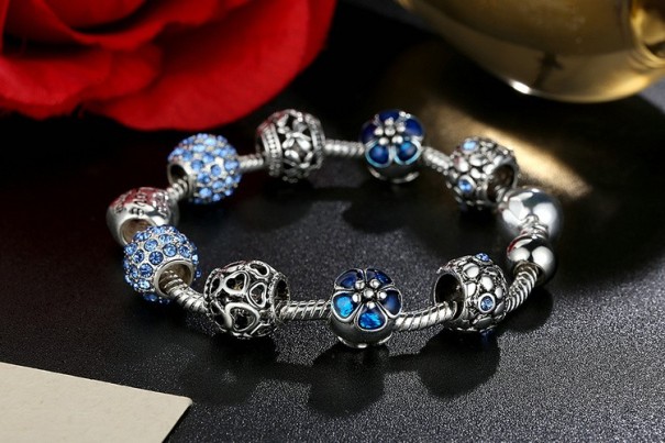 Elegante damesarmband met kralen J2513 blauw 18 cm