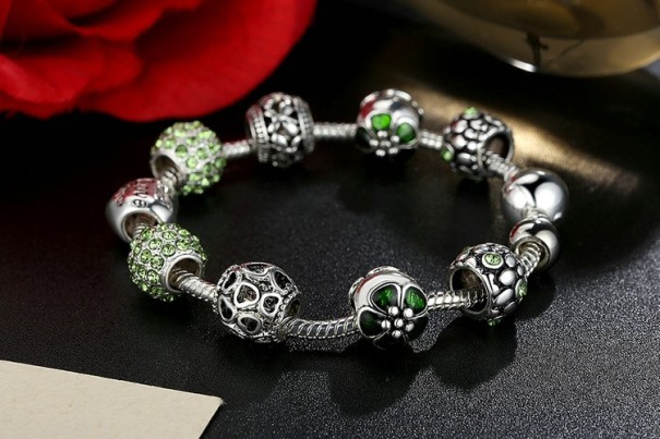 Elegante damesarmband met kralen J2513 groen 18 cm