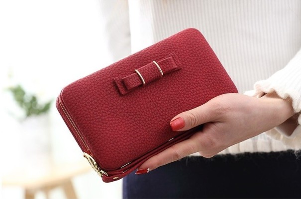 Elegante damesportemonnee met strik J3041 rood