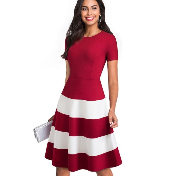 Elegante gestreepte jurk rood XS