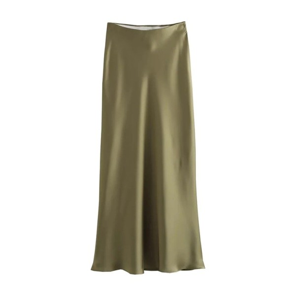 Elegante getailleerde midi-rok voor dames met hoge taille Stijlvolle kokerrok voor werk en feest Kantoormode Herfst Lente groen XS