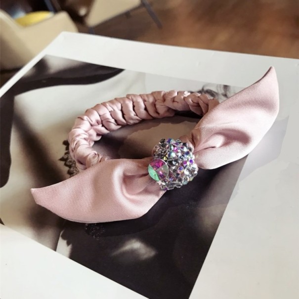 Elegante haarelastiek met strass steentjes roze