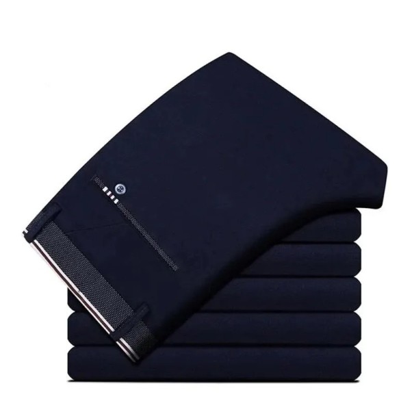 Elegante herenbroek met elastisch materiaal Rechte snit Formele broek voor werk en sociale gelegenheden Comfortabel om te dragen blauw 32