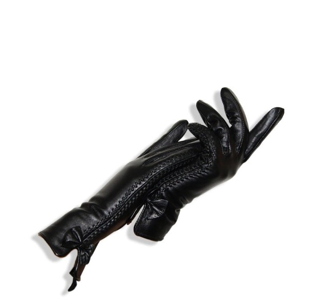 Elegante leren dameshandschoenen - Zwart
