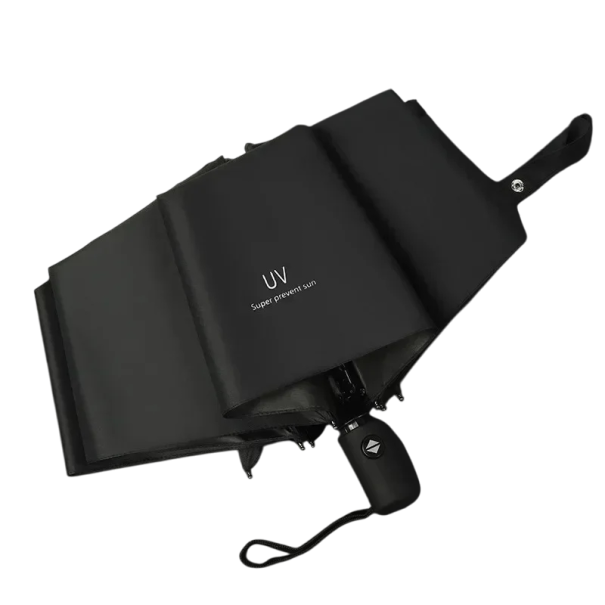 Elegante ombrello nero con resistenza al vento Ombrello impermeabile con protezione UPF50+ 72 stecche in fibra di vetro robuste Protezione contro sole e pioggia 1
