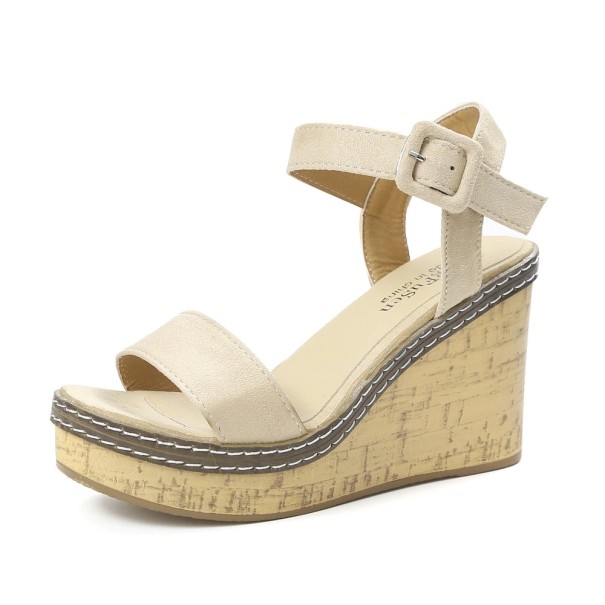 Elegante sandalen met sleehak voor dames crème 37