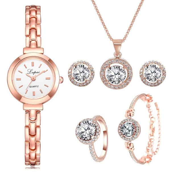 Elegante set horloges en sieraden voor dames wit