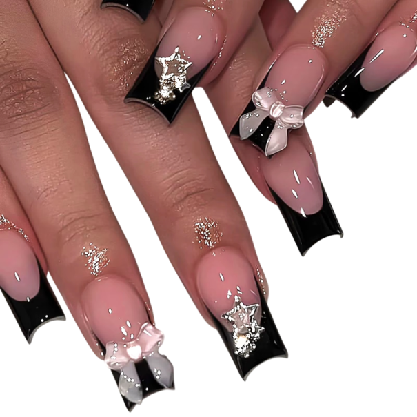 Elegante set van 24 vierkante kunstnagels DIY voor vrouwen en meisjes Lijm vijl Langdurige thuis- en professionele manicure 1