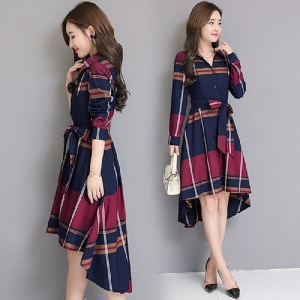 Elegante vestido de otoño rojo oscuro M