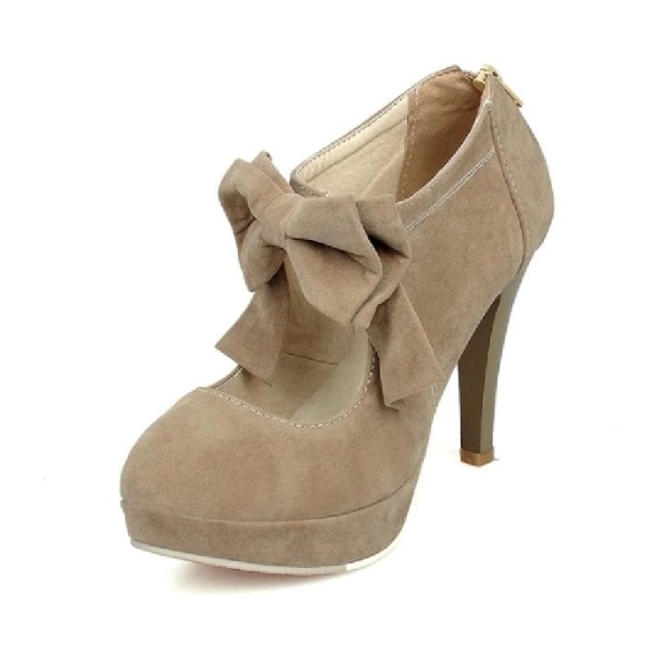 Elegante Wildlederpumps mit Schleife beige 47