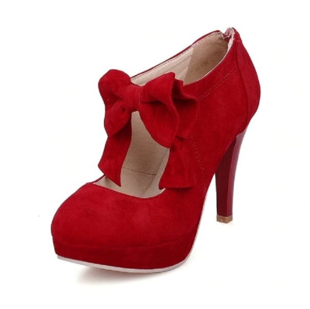 Elegante Wildlederpumps mit Schleife rot 39