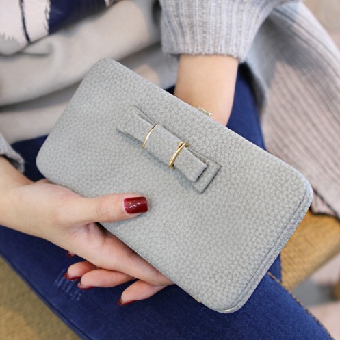 Elegantná dámska peňaženka s mašľou J3041 sivá