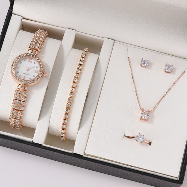 Elegantná darčeková sada dámske šperky a hodinky Z365 rose gold