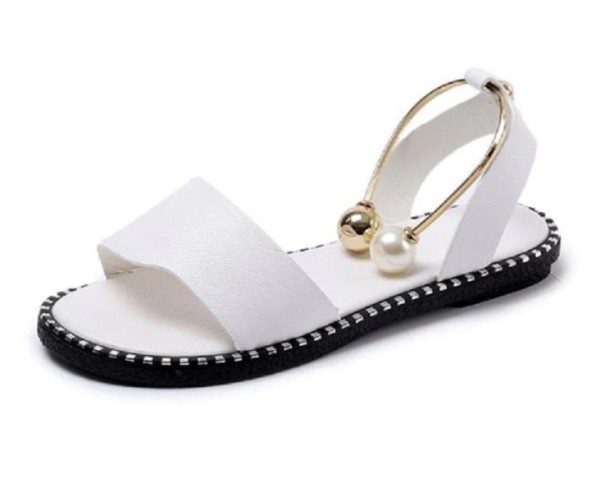 Elegantné dámske sandále s perlami biela 36