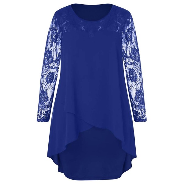 Elegantné šaty s krajkou v nadmerných veľkostiach modrá 3XL