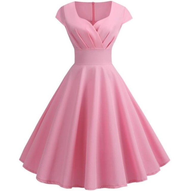 Elegantní dámské retro šaty růžová L