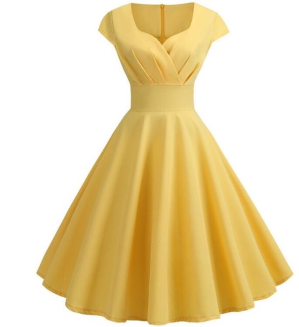 Elegantní dámské retro šaty žlutá S