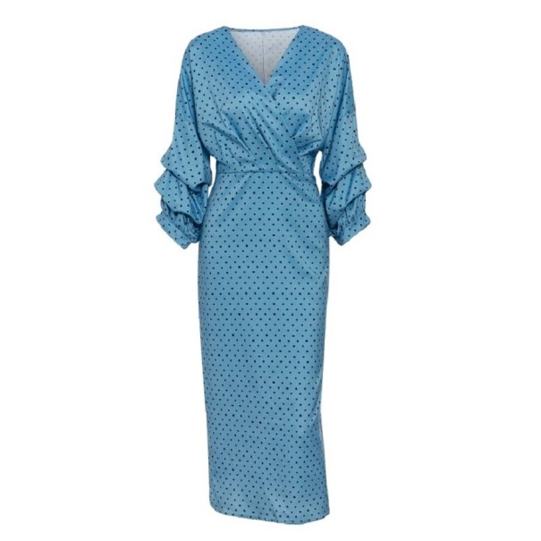 Elegantní midi šaty puntíkované L