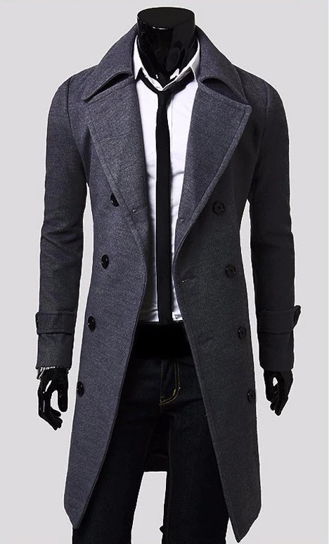 Elegantní pánský kabát J1302 šedá XL