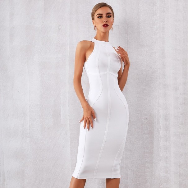 Elegantní pouzdrové šaty bílá XS