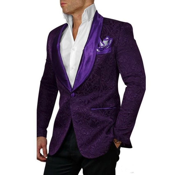 Elegantný svadobný oblek J2902 fialová XL