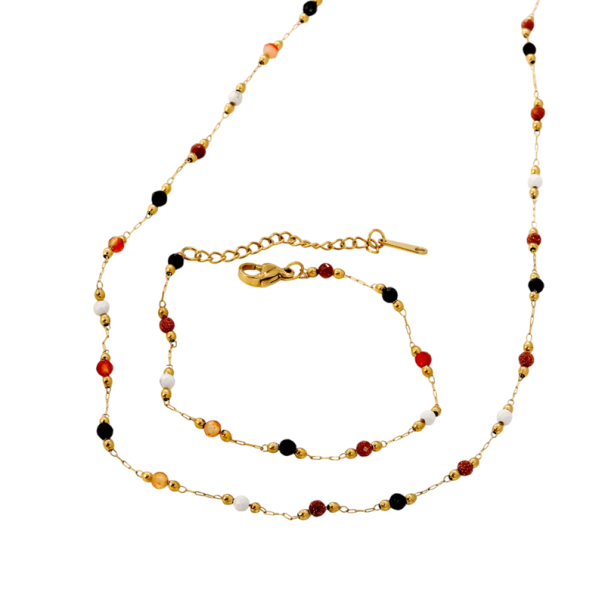Eleganza bohémienne set collana bracciale in acciaio inossidabile Gioielli da donna per donne e ragazze Accessori ipoallergenici con lucentezza 1