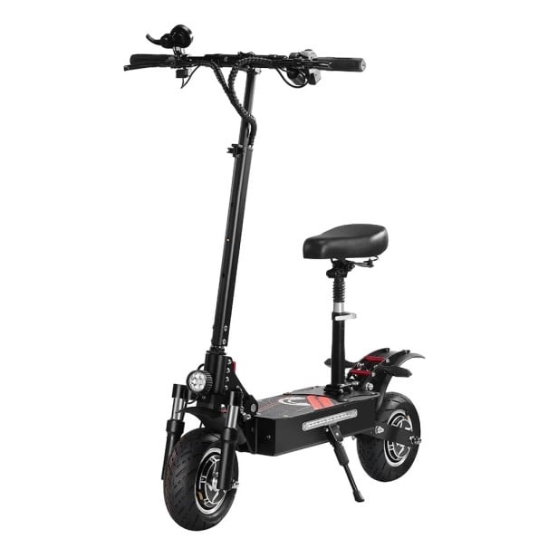 Elektrická koloběžka s duálním motorem Baterie 52 V 19 Ah 988 Wh Dojezd 60 km Nosnost 200 kg Černá skládací koloběžka se sedátkem 1