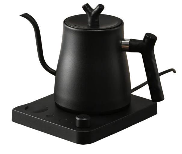 Elektrická konvice s husím krkem 1000 W 1000 ml nerezová ocel LED displej regulace teploty EU zástrčka pro kávu a čaj černá