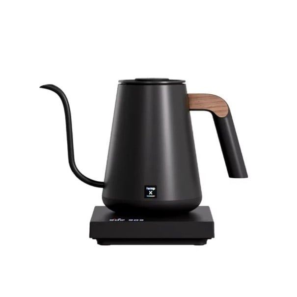 Elektrická konvice s regulací teploty 1350 W 900 ml nerezová ocel 40–98 °C přesné nalévání pro kávu a čaj černá