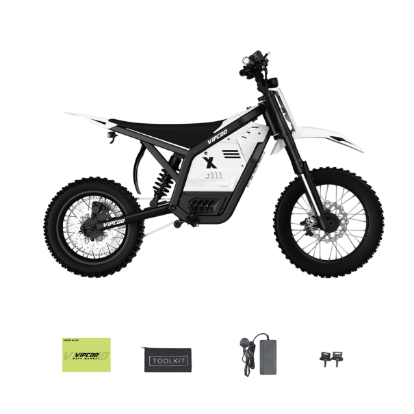 Elektrická motorka 3500 W Baterie 48 V 23 Ah H2 Tři režimy rychlosti Terénní pneumatiky a kotoučové brzdy Bílo-černá pitbike do terénu 1