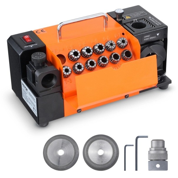 Elektrická ostřička vrtáků MR-13A 120 W brousek na vrtáky 3 až 13 mm s 11 kleštinami nastavitelný úhel hrotu 95 až 135° oranžová 1