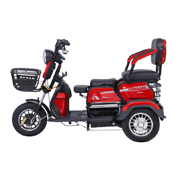 Elektrická tříkolka pro dospělé a seniory až pro 3 osoby motor 1000 W baterie 60 V 20 Ah dojezd 35-45 km rozměr 151 x 66 x 102 cm červená