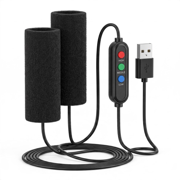 Elektrická vyhrievaná rukojeť 3stupňová Protivibrační a protiskluzová USB 5 V Návlek 9,5 x 14,5 cm Suchý zip Čierna Pre motorku a skúter 1