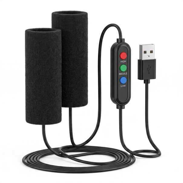 Elektrická vyhřívaná rukojeť 3stupňová Protivibrační a protiskluzová USB 5 V Návlek 9,5 x 14,5 cm Suchý zip Černá Pro motorku a skútr 1