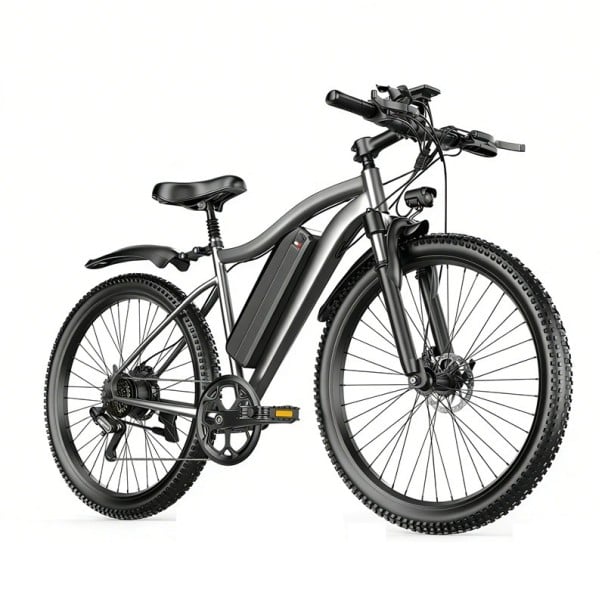 Elektrické kolo 250 W Rychlost 25 km/h Odnímatelná baterie 48 V 13 Ah Pneumatiky 26 palců Kotoučové brzdy 7 rychlostí Shimano Šedé Terén 1