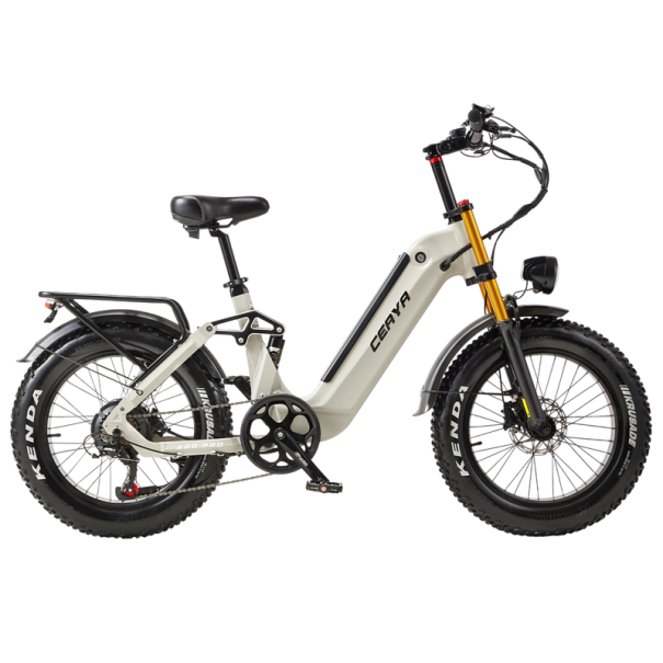 Elektrické kolo Motor 250 W Rychlost 25 km/h Baterie 48 V 20 Ah Pneumatiky 20 palců Odpružení Kotoučové brzdy Béžové Rozměry 173 x 109 cm 1