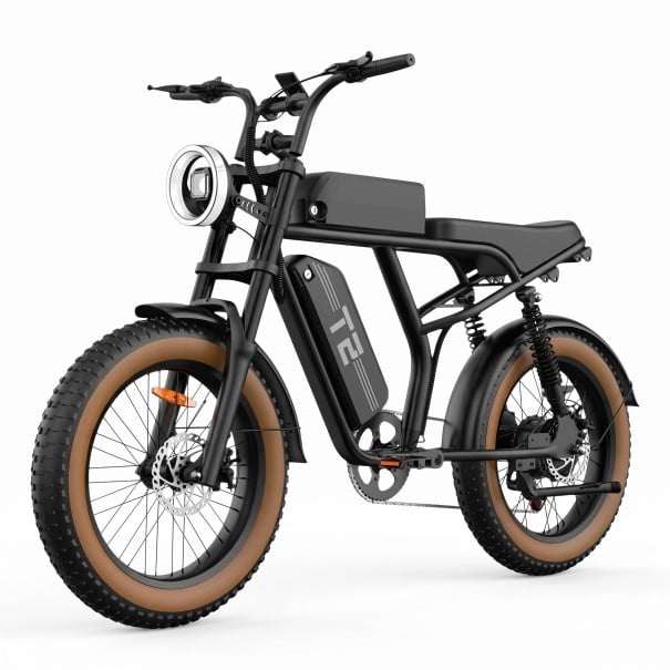 Elektrické kolo URLIFE T2 Fat bike Vyjímatelná baterie 48 V 15,6 Ah Shimano řazení Barevný LCD displej Kotoučové brzdy Do terénu i města hnědá