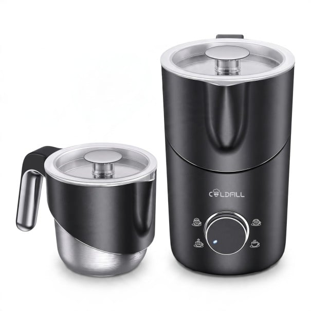 Elektrický napěňovač a napařovač mléka 8v1 Odnímatelná nádoba do myčky 400 ml Magnetický pohon 35 000 ot./min Černý Na kávu a latte 1