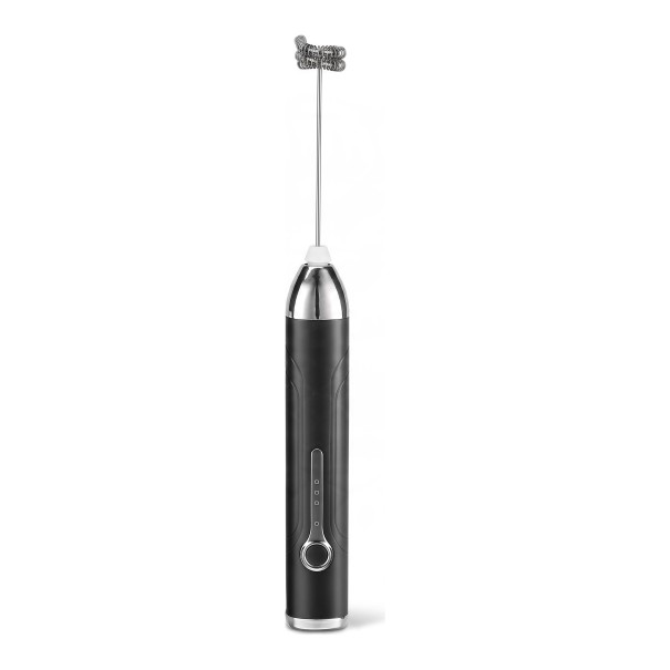 Elektrický napěňovač mléka a šlehač 2 metly 3 rychlosti Akumulátor 1200 mAh Nabíjení USB-C Nerez 304 Na kávu i vejce černá