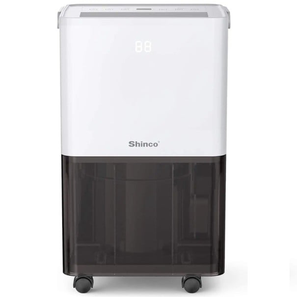 Elektrický odvlhčovač vzduchu 10 l Nádrž 1,7 l i trvalý odvod hadicí 25,6 x 41,5 x 20,3 cm Filtr s aktivním uhlím Bílý Do bytu i sklepa 1