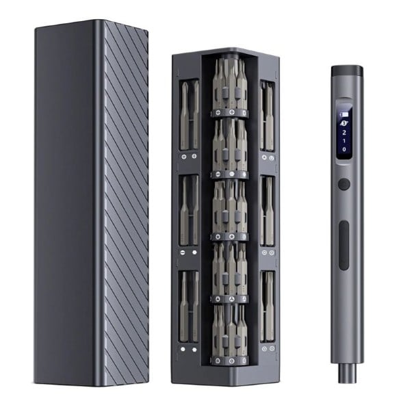 Elektrický šroubovák sada 57 v 1 přesné bity H4x28 mm S2 ocel 500 mAh Li-ion černé provedení pro opravy elektroniky a mobilů 1