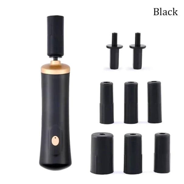 Elektrický třepač lepidel a laků 13 x 4 x 4,8 cm Profesionální protřepávač lahviček s 6 nástavci a 2 konektory pro gel laky lepidla černá