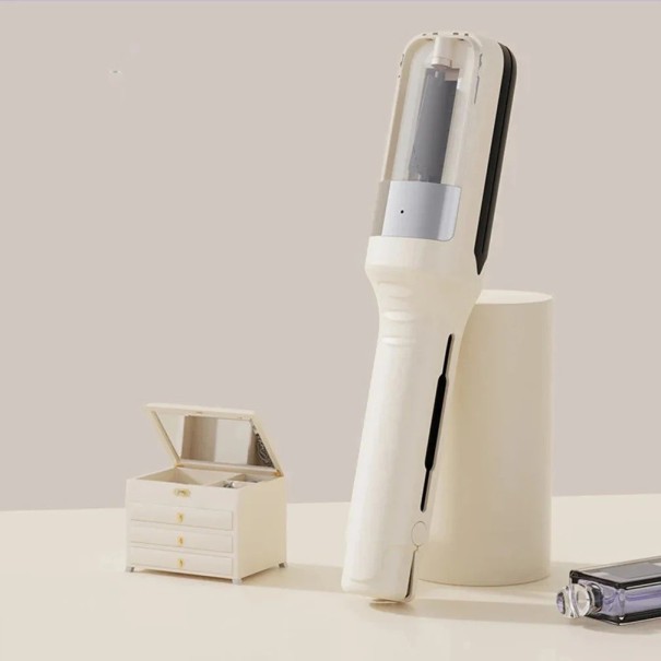 Elektrický zastřihovač roztřepených konečků vlasů USB nabíjecí 3W s LCD displejem a 500 mAh baterií krémová