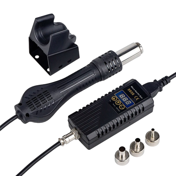 Ηλεκτρικό πιστόλι θερμού αέρα με οθόνη LCD 220 V 750 W Ψηφιακό πιστόλι θερμού αέρα με 3 εξαρτήματα Συσκευή συγκόλλησης 26,6 x 7,5 x 5 cm 1