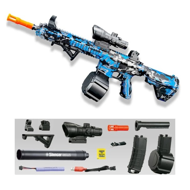 Elektrisch gelballenpistool met trommelmagazijn en laservizier Automatisch waterpistool voor kinderen blauw
