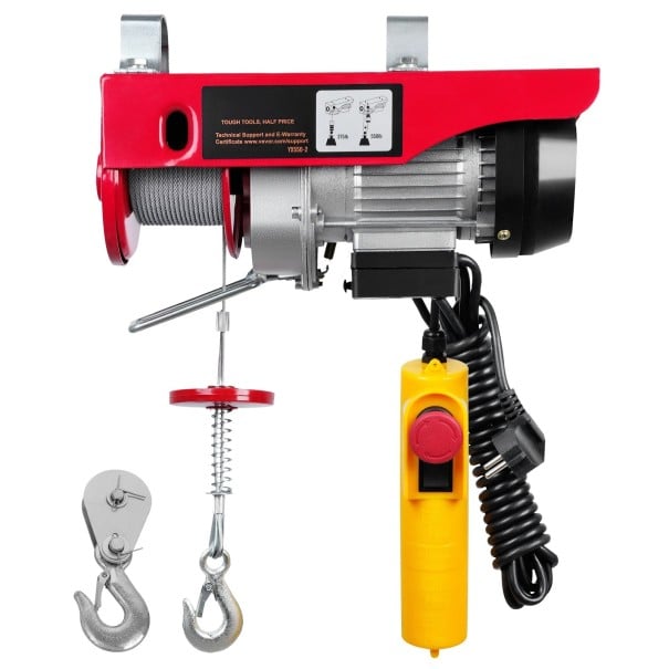 Elektrische takel met afstandsbediening 250 kg stalen lier 35 × 13,5 × 16 cm rood-zwart voor de werkplaats en het tillen van lasten 1