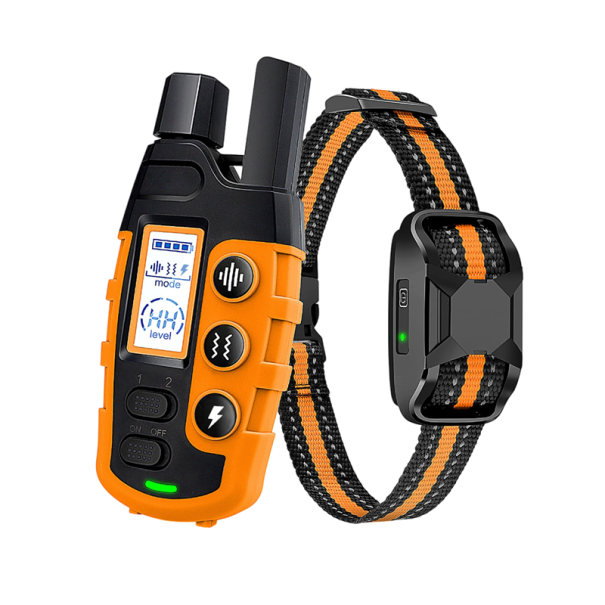 Elektrische trainingshalsband voor honden van 2-54 kg met afstandsbediening, waterdichte, oplaadbare halsband, vibratie, geluid en schok, huisdiertraining oranje